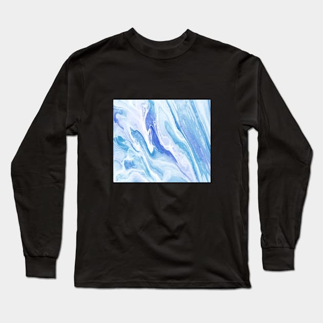 Blue and White Abstract Painting Long Sleeve T-Shirt by timegraf